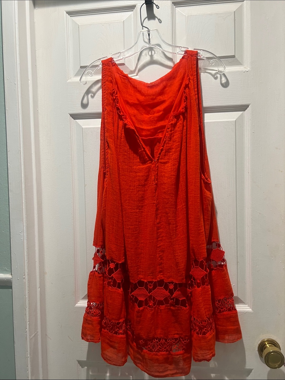 Free People Orange Crochet-Trim Midi Dress
